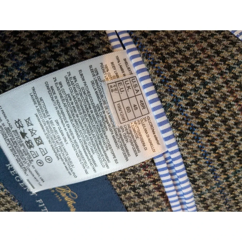 NWT Brooks Brothers Regent Fit Houndstooth Blazer Mens 48R‎ Tweed Elbow Patches